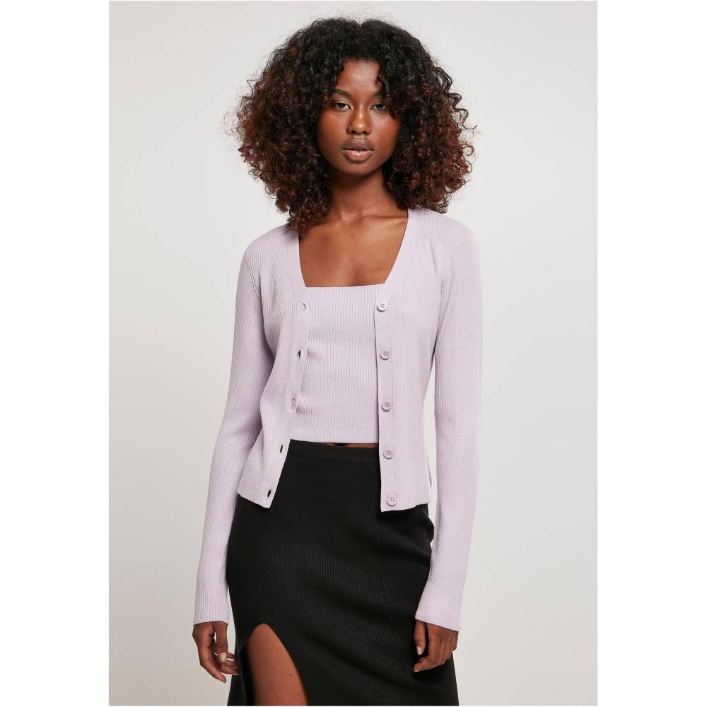 Urban Classics - Short Rib Knit Cardigan - Paars